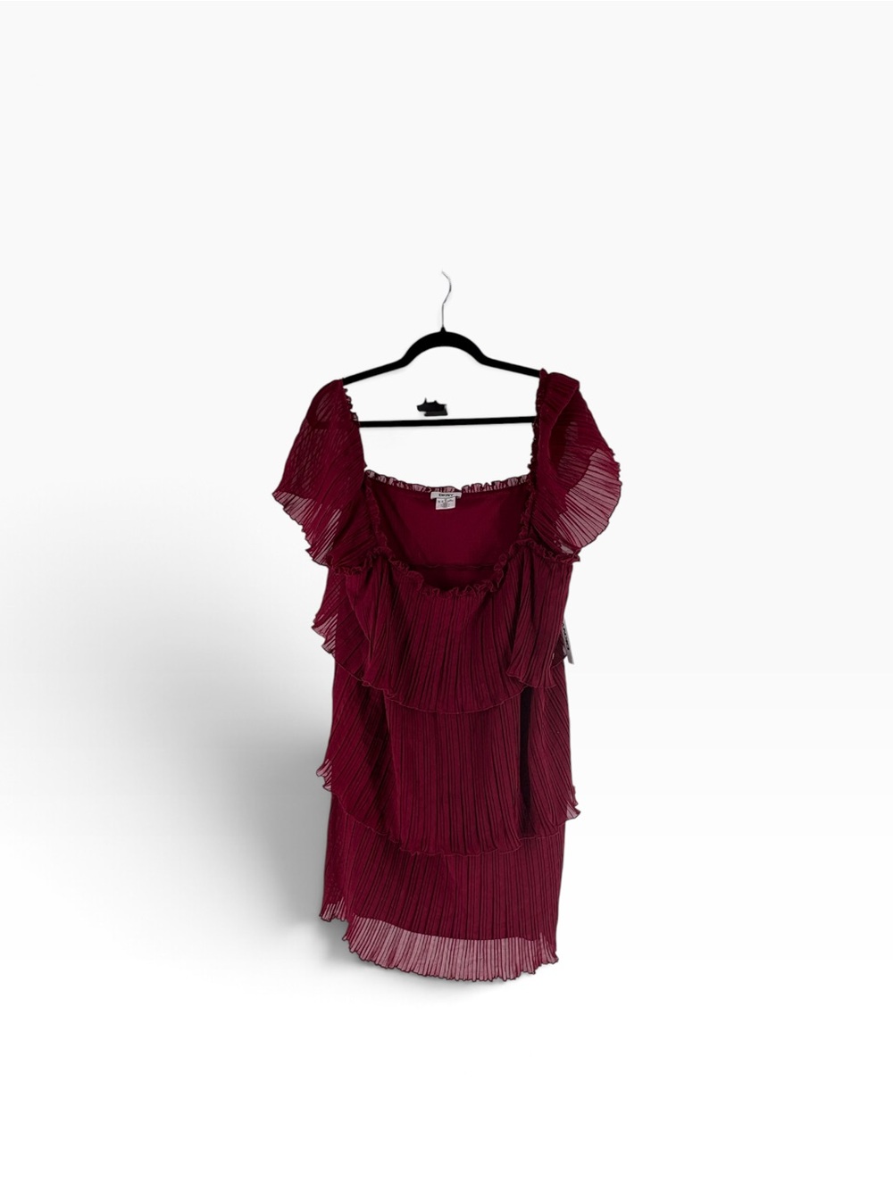 New DKNY Burgundy One-Shoulder Pleated Tiered Dress size 16 - Picture 2 of 5